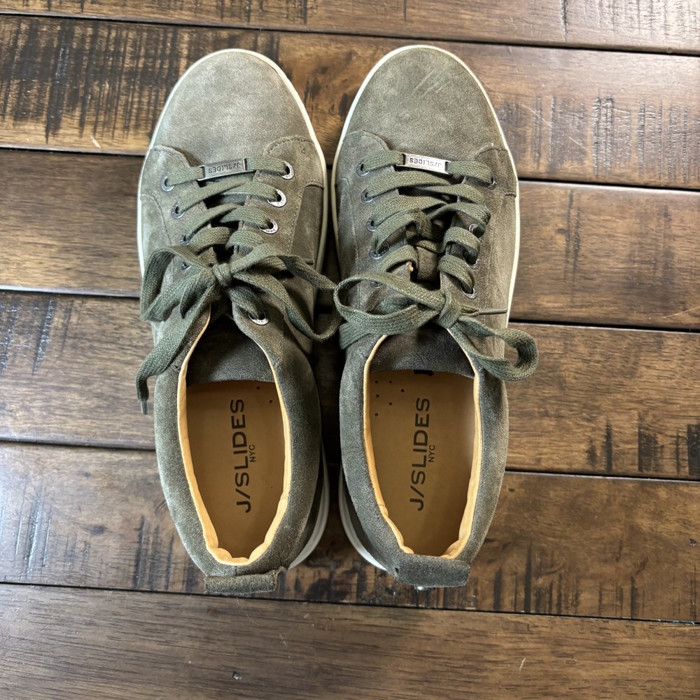 J Slides Women's Noca Green Suede Platform Lace-Up Sneakers Size 8 - Picture 4 of 9